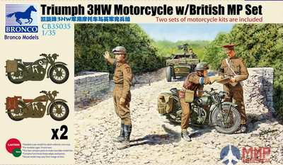 CB35035 Bronco Models 1/35 Мотоциклы Triumph 3HW Motorcycle w/MP Figure Set