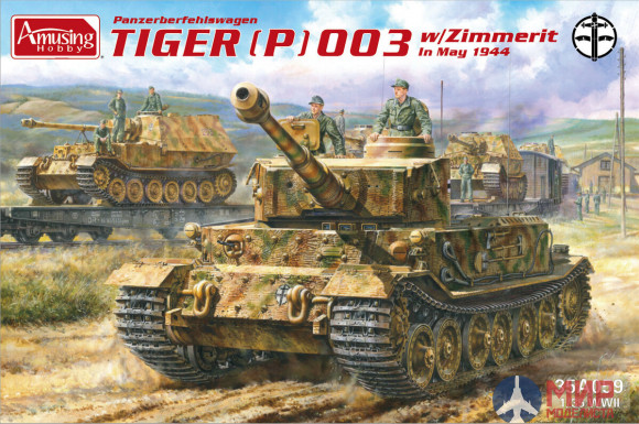 35A059 Amusing Hobby 1/35 Panzerbefehlswagen Tiger (P) 003 With Zimmerit In May 1944
