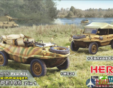 H35003 Freedom Model Kits 1/35 German Pkw.K2s Schwimmwagen Type 166 2 in 1