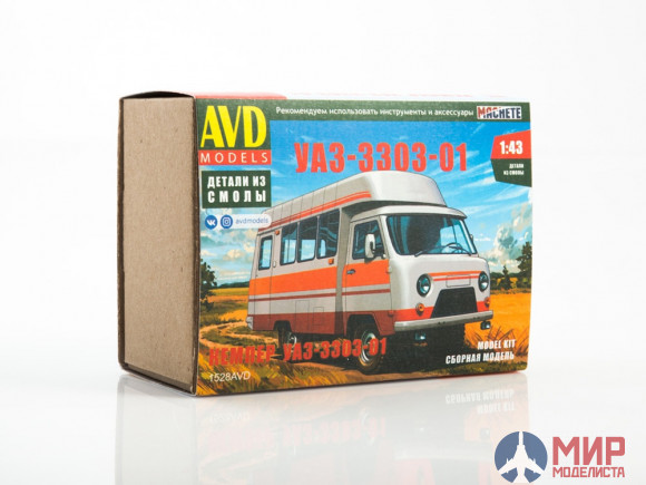 1528AVD AVD Models 1/43 Сборная модель Кемпер УАЗ-3303-01