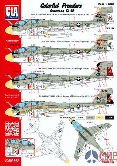 CTA031 Cut then Add 1/72 "Colorful Prowlers" - Grumman EA-6B, 4 Markings.