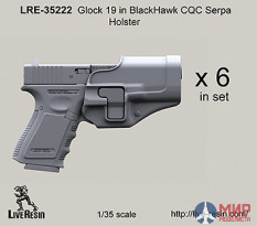 LRE35222 LiveResin Пистолет Glock 19 в кобуре BlackHawk CQC Serpa 1/35