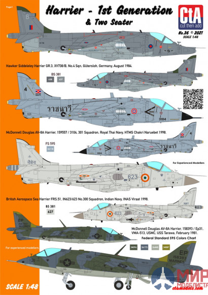 CTA036 Cut then Add 1/48 Harrier - 1st Generations & Two Seater (UK, Thailand, India, USA, Spain - 6