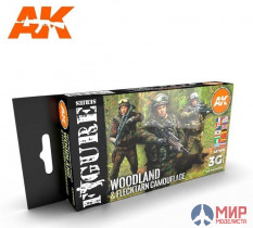 AK11632 AK INTERACTIVE НАБОР КРАСОК "КАМУФЛЯЖ WOODLAND & FLECKTARN" (WOODLAND & FLECKTARN CAMOUFLAGE