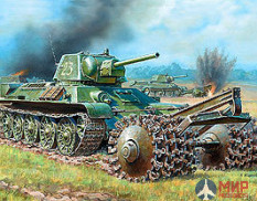 3580 Звезда 1/35 Советский танк Т34/76 с минным тралом