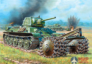 3580 Звезда 1/35 Советский танк Т34/76 с минным тралом