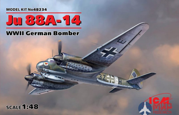 48234 ICM 1/48 Германский бомбардировщик Ju 88A-14, ІІ МВ