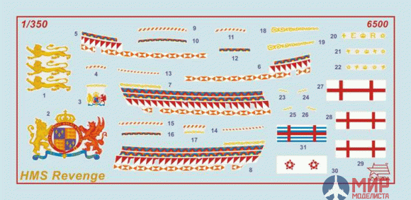 6500 Звезда 1/350 Английский флагманский корабль Френсиса Дрейка "Ревендж" (сборка без клея)