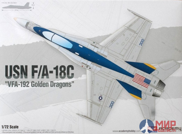 12564 Academy 1/72 Самолет  USN F/A-18C "VFA-192 Golden Dragons"