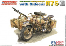 16005 Freedom Model Kits 1/16 German military motorcycle with sidecar R75