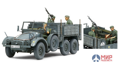 35317 Tamiya 1/35 Немецкий грузовик 6X4 Krupp Protze (Kfz.70) (3 фигуры, пулемет MG34)