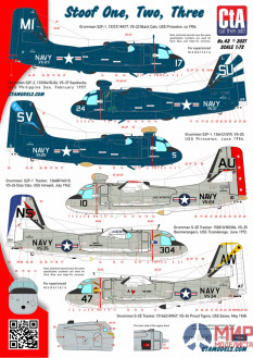 CTA043 Cut then Add 1/72 "Stoof One, Two, Three" - Grumman S-2 Tracker, Dark Blue and Hi-Viz, 6 Mark