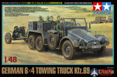 32580 Tamiya 1/48 Немецкий 6x4 Towing Truck Kfz.69 - w/3.7cm Pak с шестью фигурами и 3,7 см пушкой