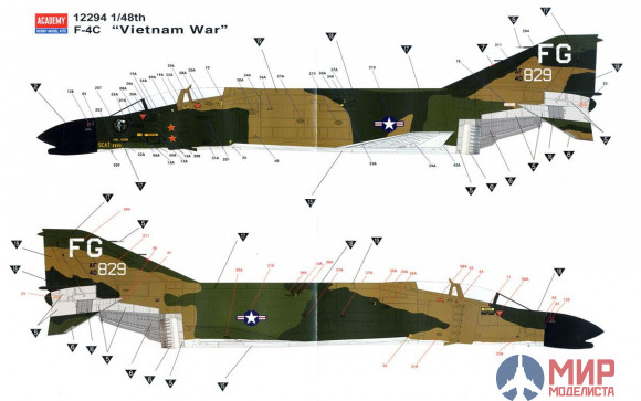 12294 Academy 1/48 Самолет F-4C "Vietnam War"