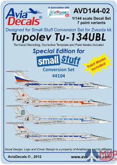 AVD144-02 Avia Decals 1/144 Декаль Туполев Ту-134УБЛ