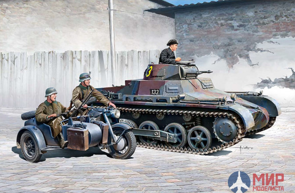 13556 Academy 1/35 German Panzer I Ausf.B & Motorcycle Zündapp KS750 w/sidecar