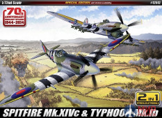 12512 Academy 1/72 Самолет Spitfire Mk.14C & Typhoon Mk.1B (2 в 1)