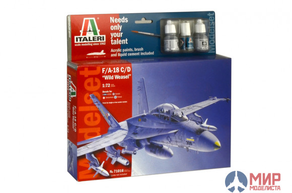 71016 Italeri F/A-18 C/D ''WILD WEASEL''  1:72 (в комплекте краски, клей и кисть)