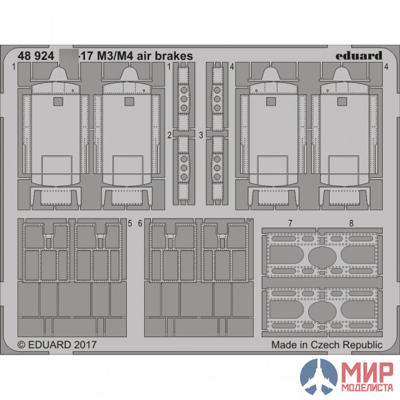 48924 Eduard 1/48 Фототравление Суххой-17 M3/ M4 воздушные тормоза