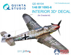 QD48104  1/48 3D Декаль интерьера кабины Bf 109G-6 (для модели Звезда)