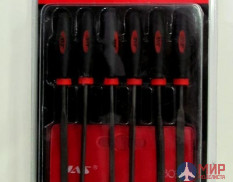 4302 JAS Набор надфилей с ручками, 6 шт., блистер+ чехол