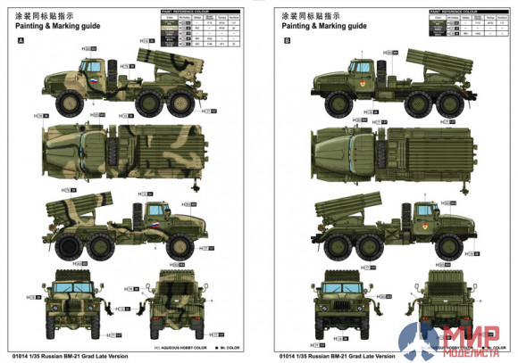 01014 Trumpeter 1/35 Реактивная установка БМ-21 "Град" Russian BM-21 Grad Late Version