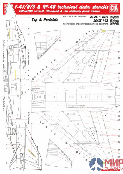 CTA024 Cut then Add 1/72 F-4J/N/S & RF-4B technical data stencils. USN/USMC aircraft. Standard & Low