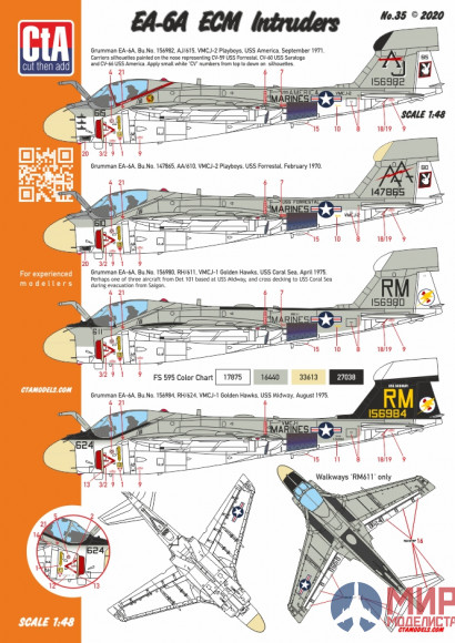 CTA035 Cut then Add 1/48 EA-6A "ECM Intruders" - USN Aircraft, 4 Markings.