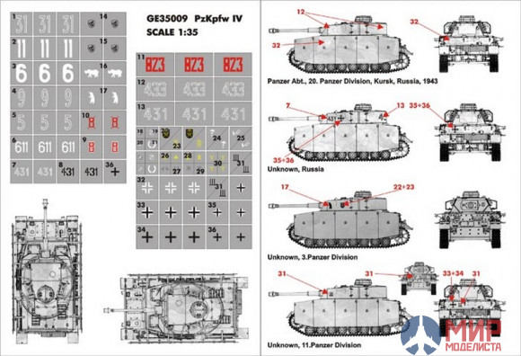GE35009 Hobby+Plus 1/35 Окрасочная маска для модели танка PzKpfw IV