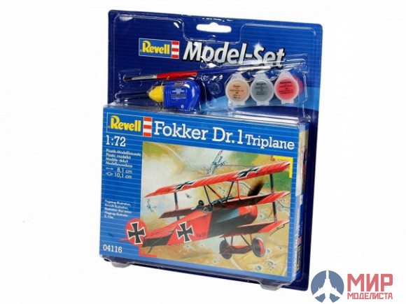 64116 REVELL ПОДАРОЧНЫЙ НАБОР НЕМЕЦКОГО ТРИПЛАНА FOKKER DR.1 (1:72)