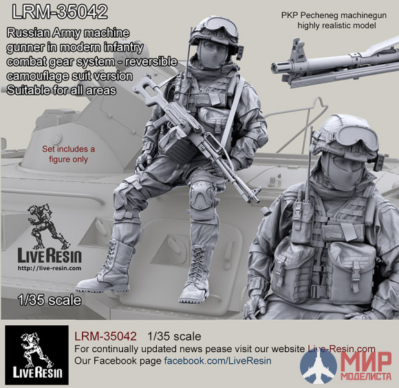 LRM35042 Live Resin Russian Army machinegunner in modern infantry combat gear system, set 4