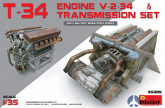 35205 MiniArt аксессуары  T-34 Engine V-2-34 & TRANSMISSION SET  (1:35)