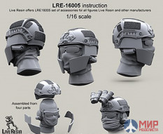 LRE16005 LiveResin Crye Airframe helmet and choops without cover with head, 1/16
