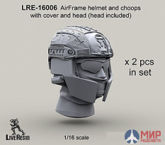 LRE16006 LiveResin Crye Airframe helmet with cover and choops with head, 1/16