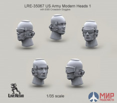 LRE35067 LiveResin Набор голов современной армии США с очками ESS Crossbow Goggles 1/35