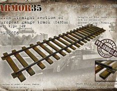 ARM35016 Armor35 Прямой участок пути (12,0м) евр. колеи (1435мм). Рельс S49 без кондуктора 1/35
