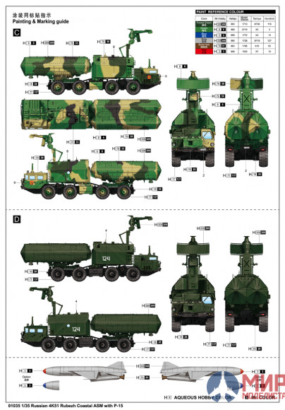 01035 Trumpeter 1/35 Ракетный комплекс "Рубеж" Russian 4K51 Rubezh Coastal ASM with P-15