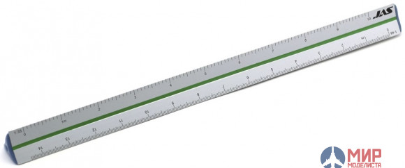 4701 JAS Линейка трехгранная 6ть масштабов алюминиевая 30см