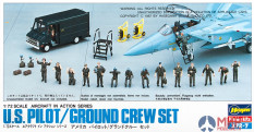 35007 Hasegawa 1/72 Фигуры, Набор пилотов и наземных техников США (U.S. PILOT / GROUND CREW SET)