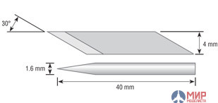 OL-KB-5 Olfa Лезвие OLFA специальные, для ножа OL-AK-5 в боксе-подставке, игла 1,6мм 4мм/30шт