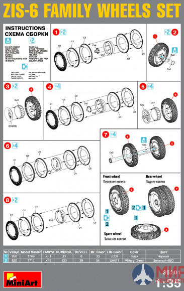 35201 MiniArt аксессуары  ZIS-6 Family WHEELS SET  (1:35)