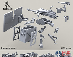 LRE35077 LiveResin Автоматический гранатомёт MK19-3 40mm Grenade Machine Gun на лафете MK93 с бронированным щитом S.A.G. (Save-A-Gunner) 1/35