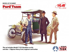 24007 ICM 1/24 Команда Форда, набор фигур и автомобиль Model T 1913 Roadster