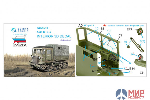 QD35048 Quinta Studio 3D Декаль интерьера кабины СТЗ-5 (Звезда)